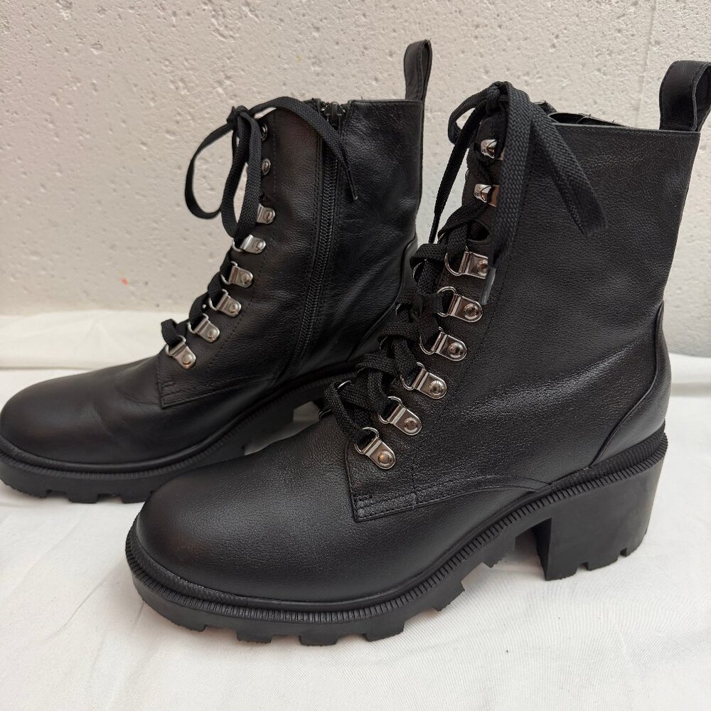 BP Nordstrom Taylor Black Leather Combat Boots 9